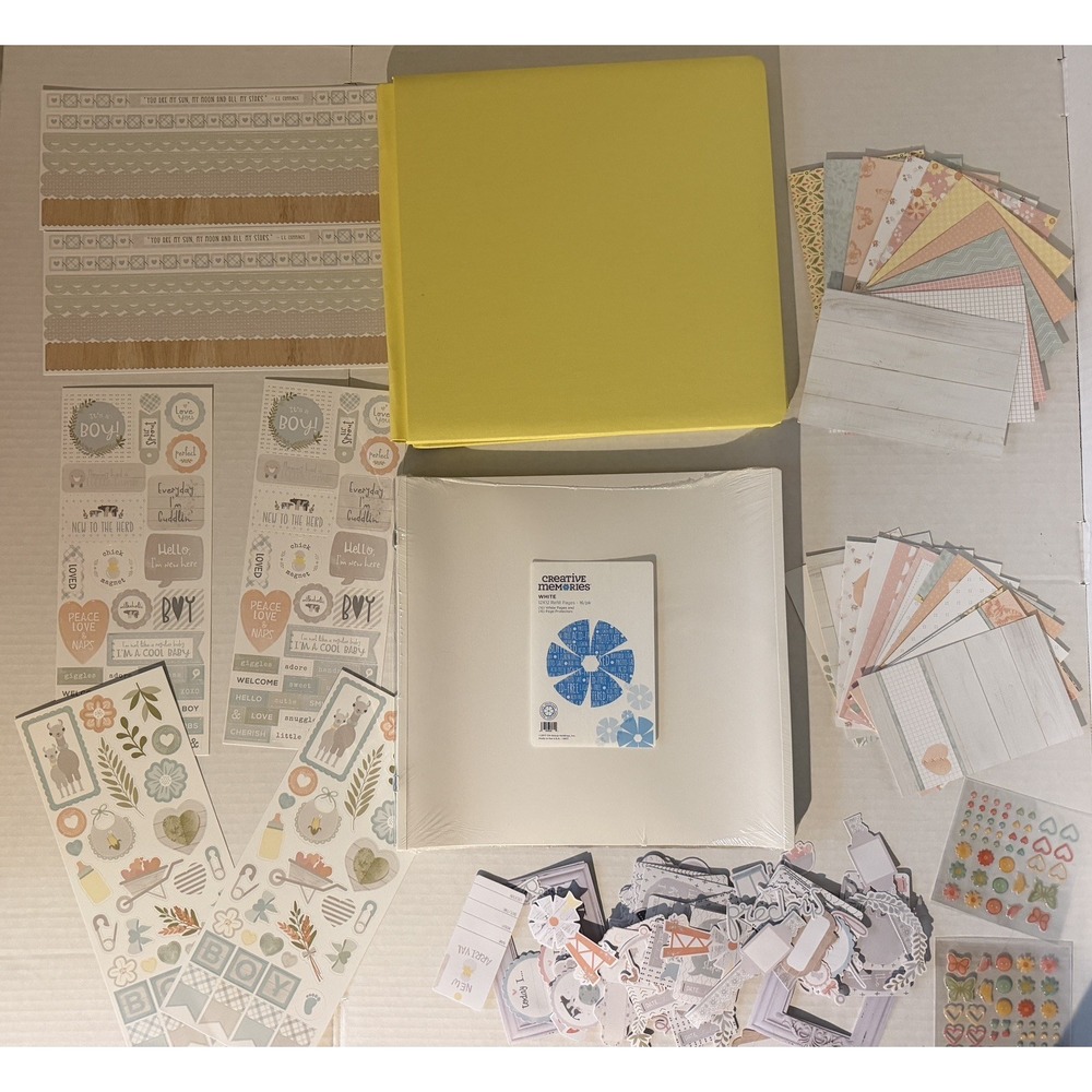 Baby Scrapbook Bundle Creative Memories 12x12 Soft Yellow Album + Little Lamb